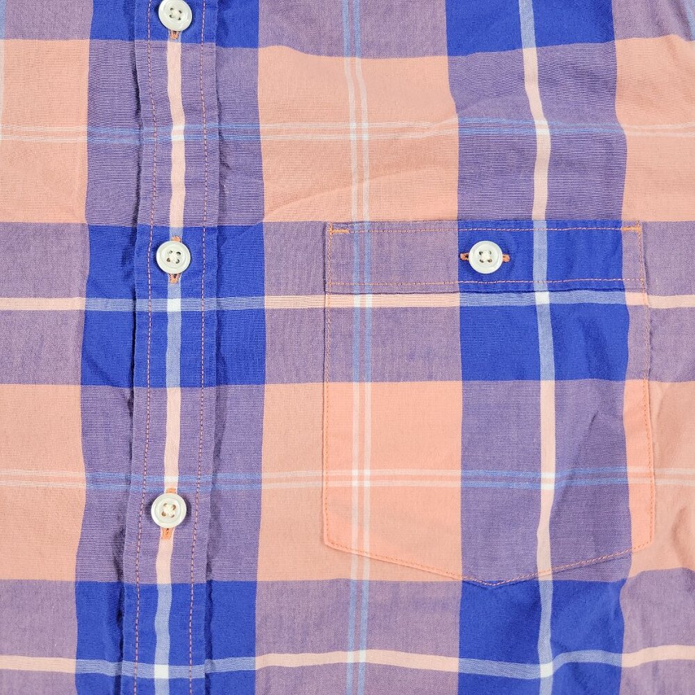Express Button Shirt Men's Medium Blue Plaid Long Sleeve Single Pocket Adult M - Picture 5 of 16